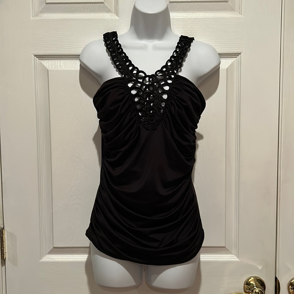 Forever 21 Cutout V-Neck Black Halter Sz M
